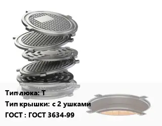 Люк чугунный Т с 2 ушками ГОСТ: ГОСТ 3634-99